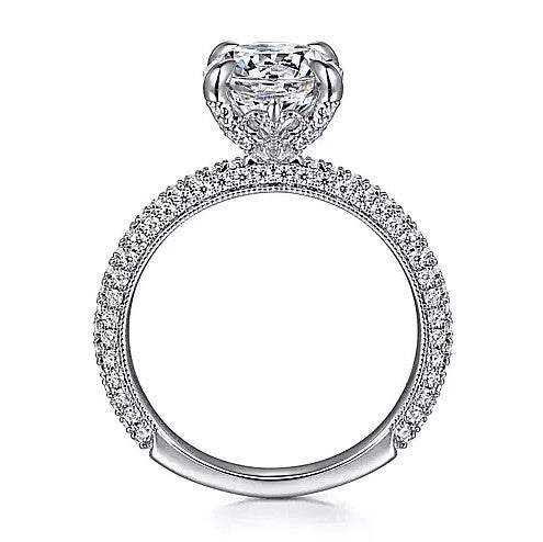 14K White Gold Pave Semi-Mount Ring