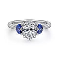 14K White Gold Side Petal Semi-Mount Ring