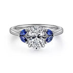 14K White Gold Side Petal Semi-Mount Ring