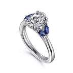 14K White Gold Side Petal Semi-Mount Ring