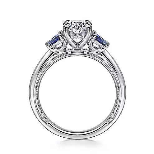 14K White Gold Side Petal Semi-Mount Ring