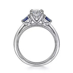 14K White Gold Side Petal Semi-Mount Ring