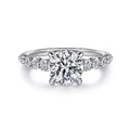 14K White Gold Shared Prong Semi-Mount Ring