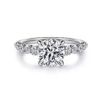 14K White Gold Shared Prong Semi-Mount Ring