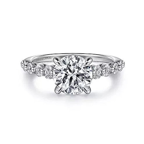 14K White Gold Shared Prong Semi-Mount Ring