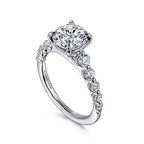 14K White Gold Shared Prong Semi-Mount Ring