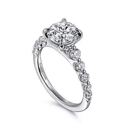 14K White Gold Shared Prong Semi-Mount Ring