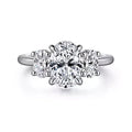 14K White Gold Three Stone Semi-Mount Ring