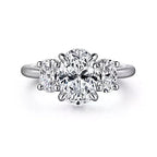 14K White Gold Three Stone Semi-Mount Ring