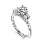 14K White Gold Three Stone Semi-Mount Ring
