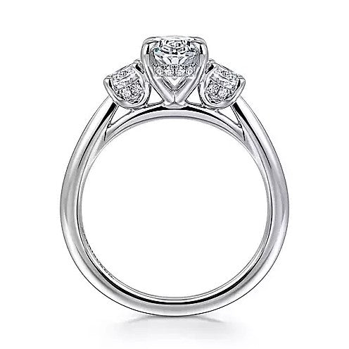 14K White Gold Three Stone Semi-Mount Ring