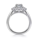 14K White Gold Three Stone Semi-Mount Ring