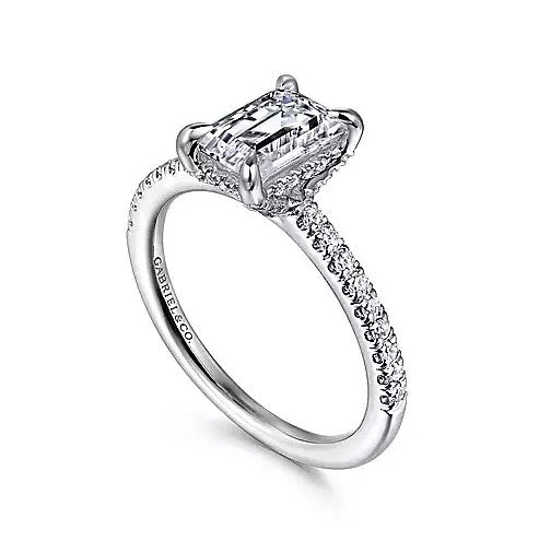 14K White Gold Under Halo Semi- Mount Ring
