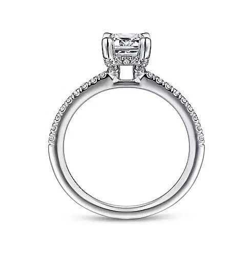 14K White Gold Under Halo Semi- Mount Ring