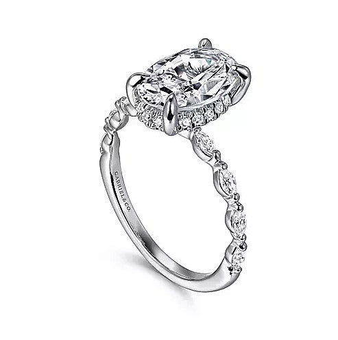 14K White Gold Under Halo Semi-Mount Ring
