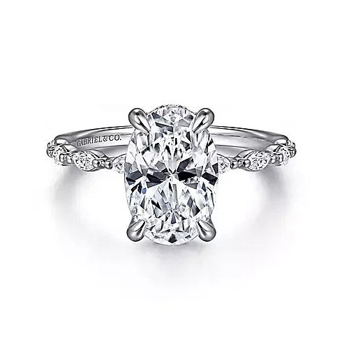 14K White Gold Under Halo Semi-Mount Ring