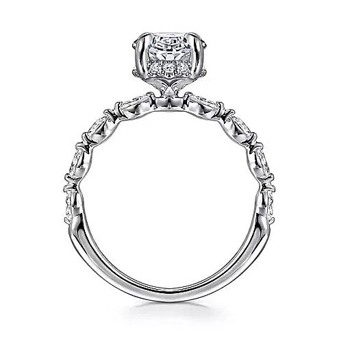 14K White Gold Under Halo Semi-Mount Ring