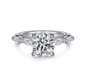 14K White Gold Shared Prong Semi-Mount Ring