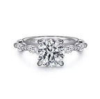 14K White Gold Shared Prong Semi-Mount Ring