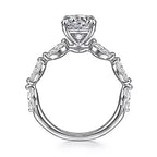 14K White Gold Shared Prong Semi-Mount Ring
