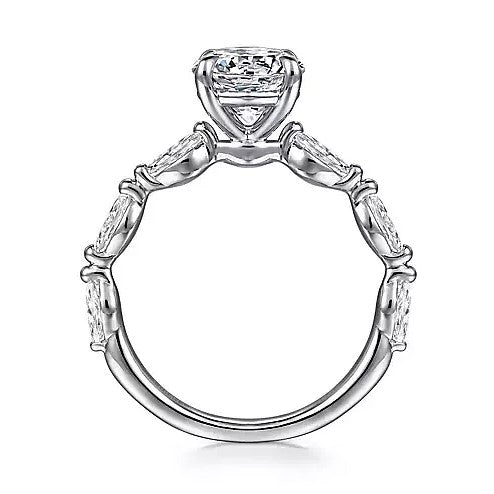 14K White Gold Shared Prong Semi-Mount Ring