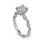 14K White Gold Shared Prong Semi-Mount Ring