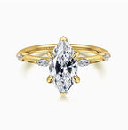 14K Gold Demi Marquise Semi-Mount Ring