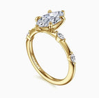 14K Gold Demi Marquise Semi-Mount Ring