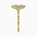 14K Gold Demi Marquise Semi-Mount Ring