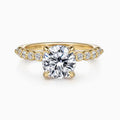 14K Yellow Gold Hidden Halo Shared- Prong Diamon Semi-Mount Ring