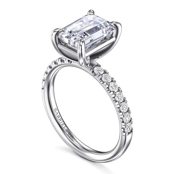 14K White Gold Traditional Diamond Semi-Mount Ring
