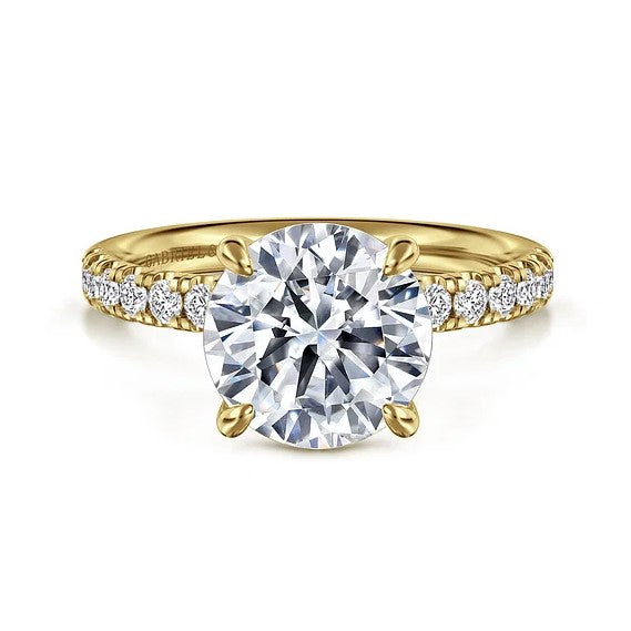 14K Yellow Gold Traditional Diamond Semi-Mount Ring