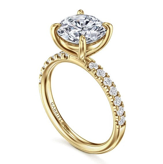 14K Yellow Gold Traditional Diamond Semi-Mount Ring
