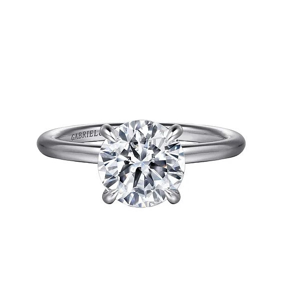 14K White Gold Hidden Halo Solitaire Mounting