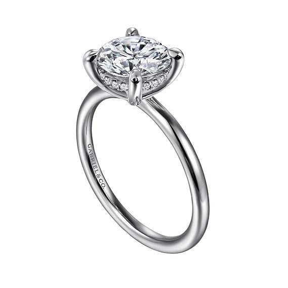 14K White Gold Hidden Halo Solitaire Mounting
