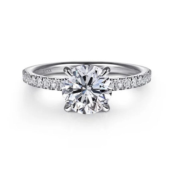 14K White Gold Hidden Halo Semi-Mount Ring