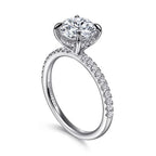 14K White Gold Hidden Halo Semi-Mount Ring
