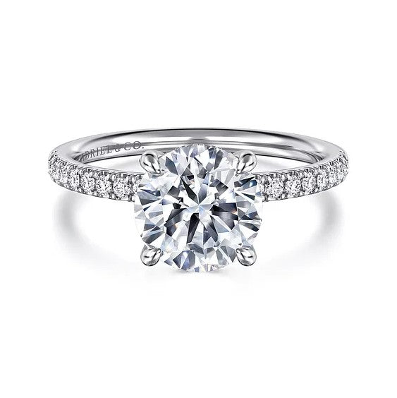 14K White Gold Hidden Halo Semi-Mount Ring