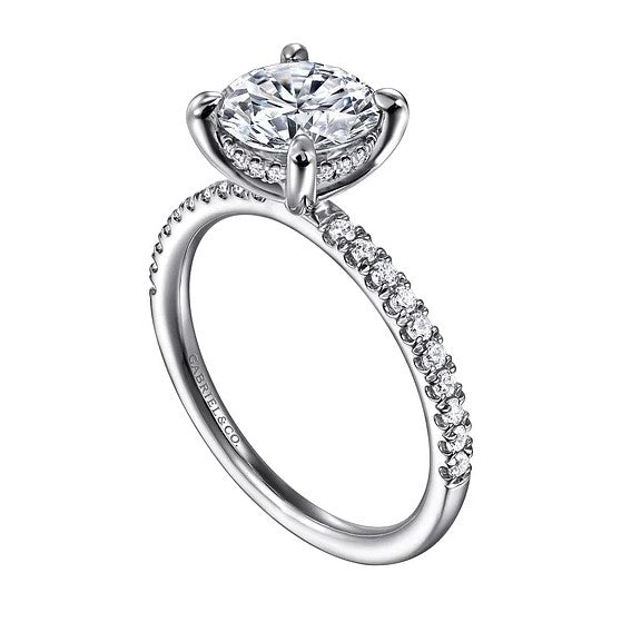 14K White Gold Hidden Halo Semi-Mount Ring