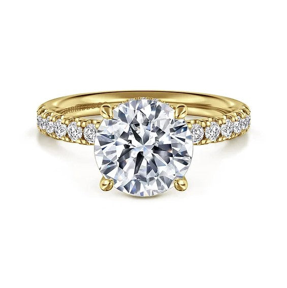 14K Yellow Gold Hidden Halo Semi-Mount Ring