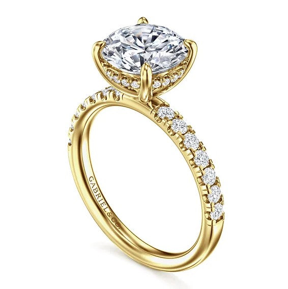 14K Yellow Gold Hidden Halo Semi-Mount Ring