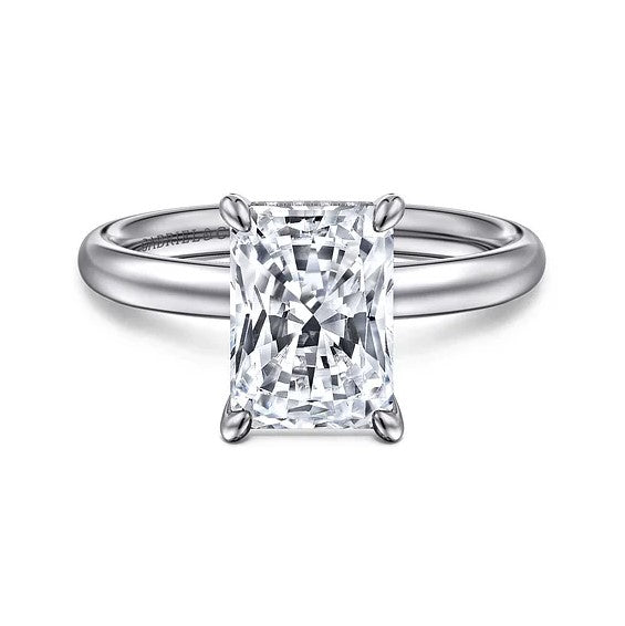 14K White Gold Hidden Halo Solitaire Mounting