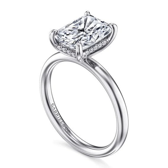 14K White Gold Hidden Halo Solitaire Mounting
