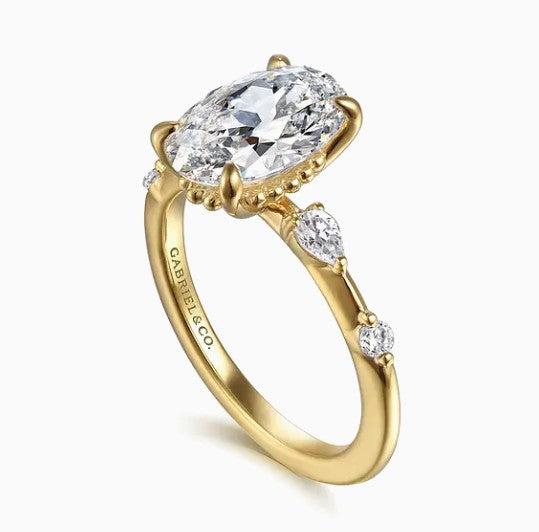 14K Yellow Gold Demi Semi-Mount Ring