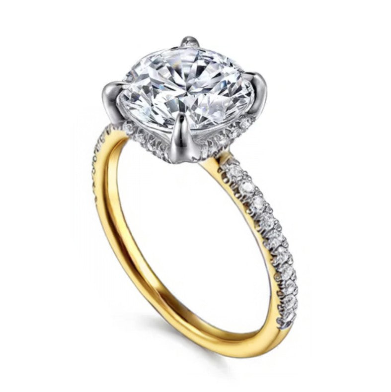 Two Tone 14K Yellow & White Gold Semi-Mount Ring
