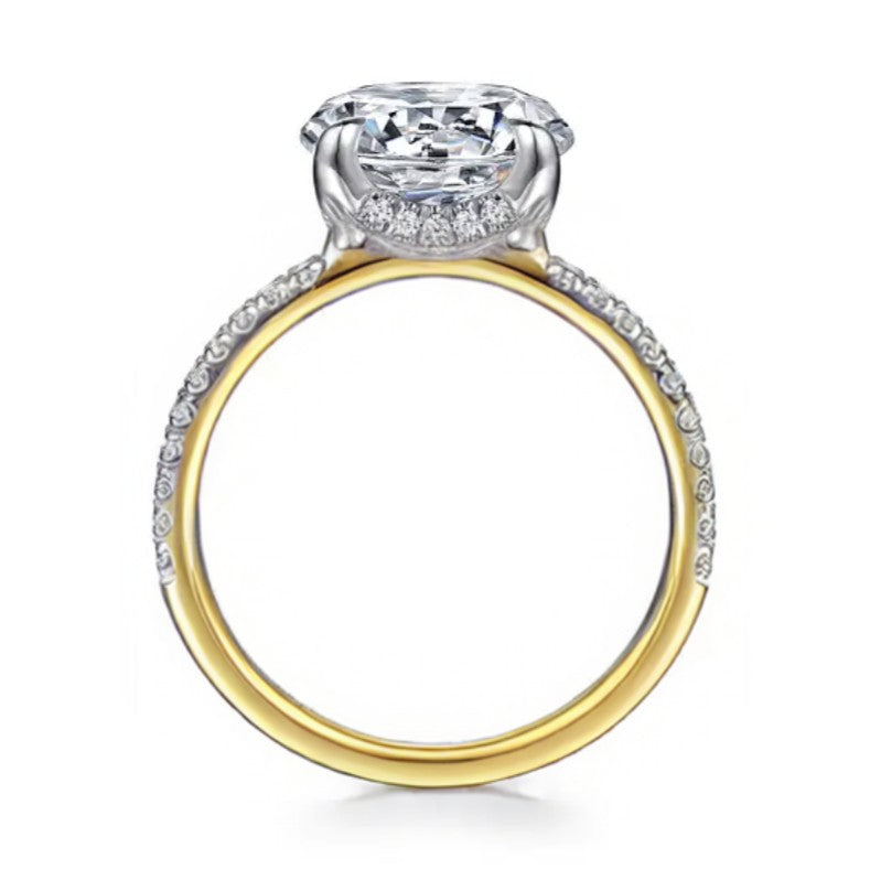 Two Tone 14K Yellow & White Gold Semi-Mount Ring