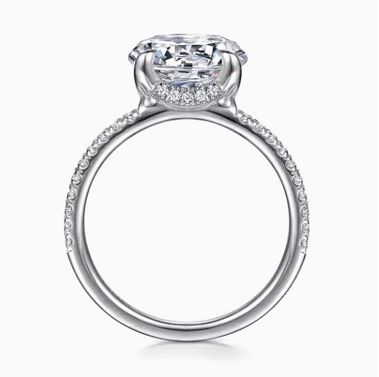 14K White Gold Hidden Halo Diamond Semi- Mount Ring