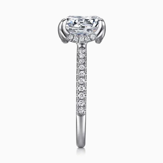 14K White Gold Hidden Halo Diamond Semi- Mount Ring