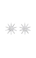 Sterling Silver Diamond Starburst Button Earrings