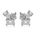 14K White Gold Multi-Shape Diamond Cluster Earrings